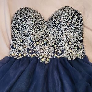 Sequinced jeweled Navy prom dress